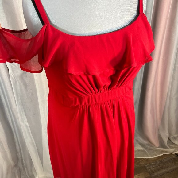 Red Torrid Chiffon Cold Shoulder Skater Dress, 16 - Picture 2 of 9